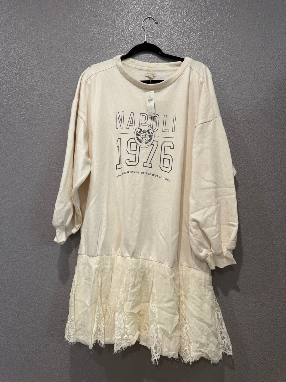 Anthropologie Cream Napoli 1976 Sweatshirt Dress